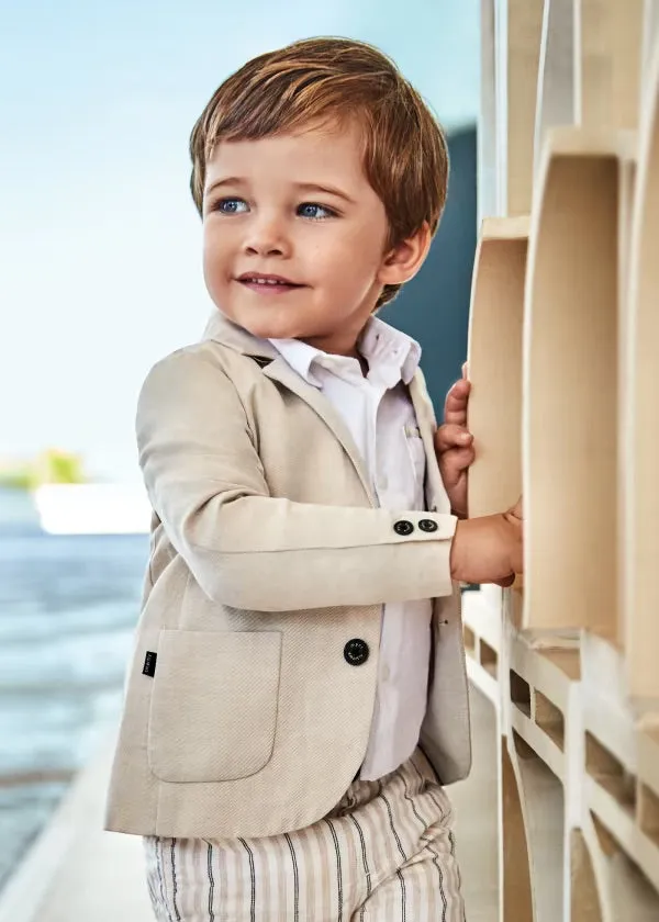 Linen boy beige suit 2 pcs