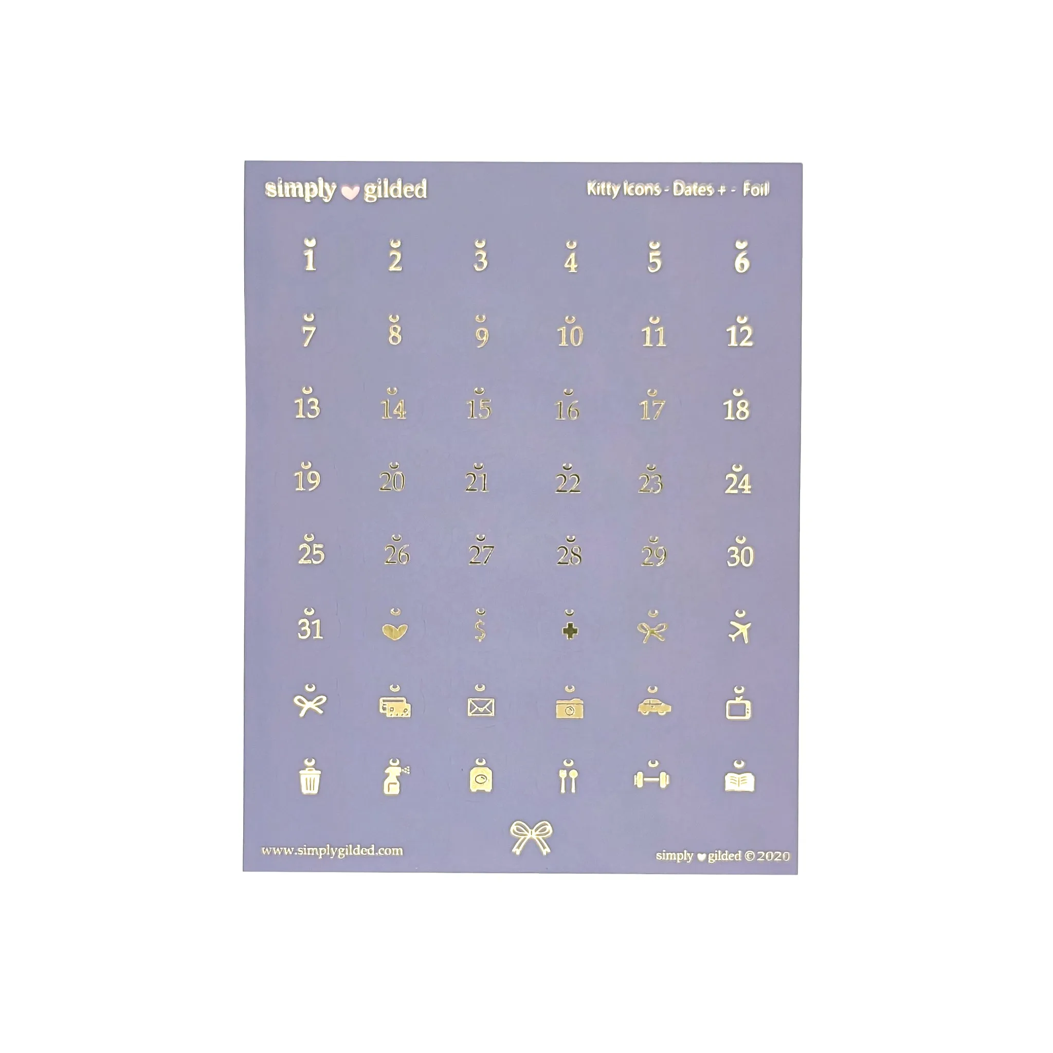 Luna Purple Moon Kitty Date Dots (Dates   light gold foil)