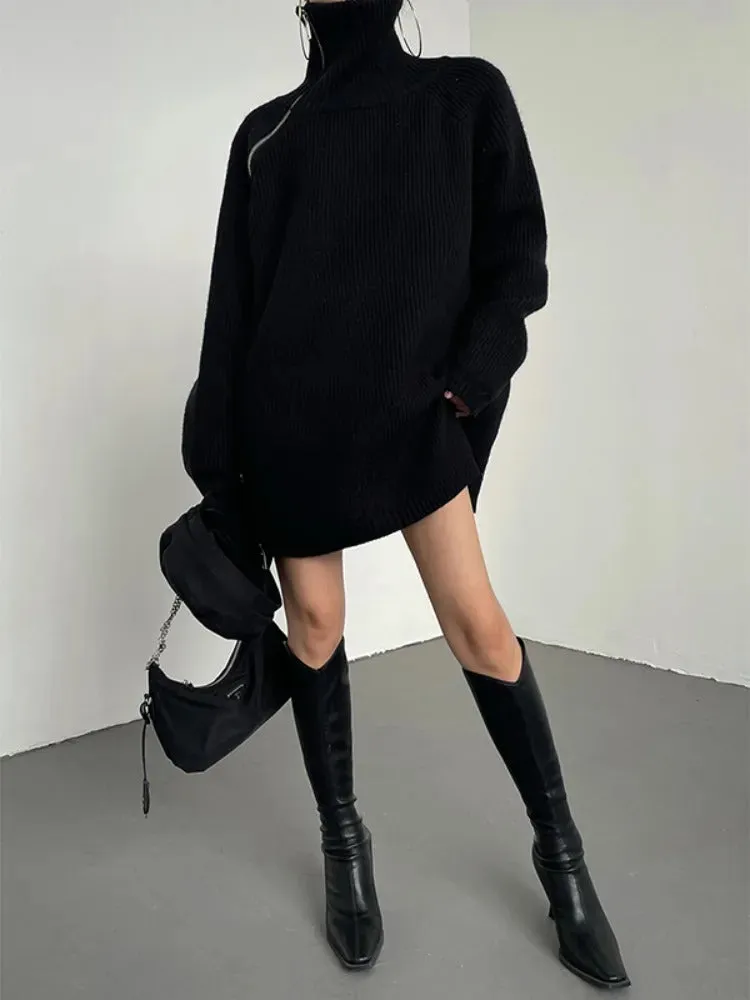 Luxurious Comfort Side Zipper Turtleneck Sweater