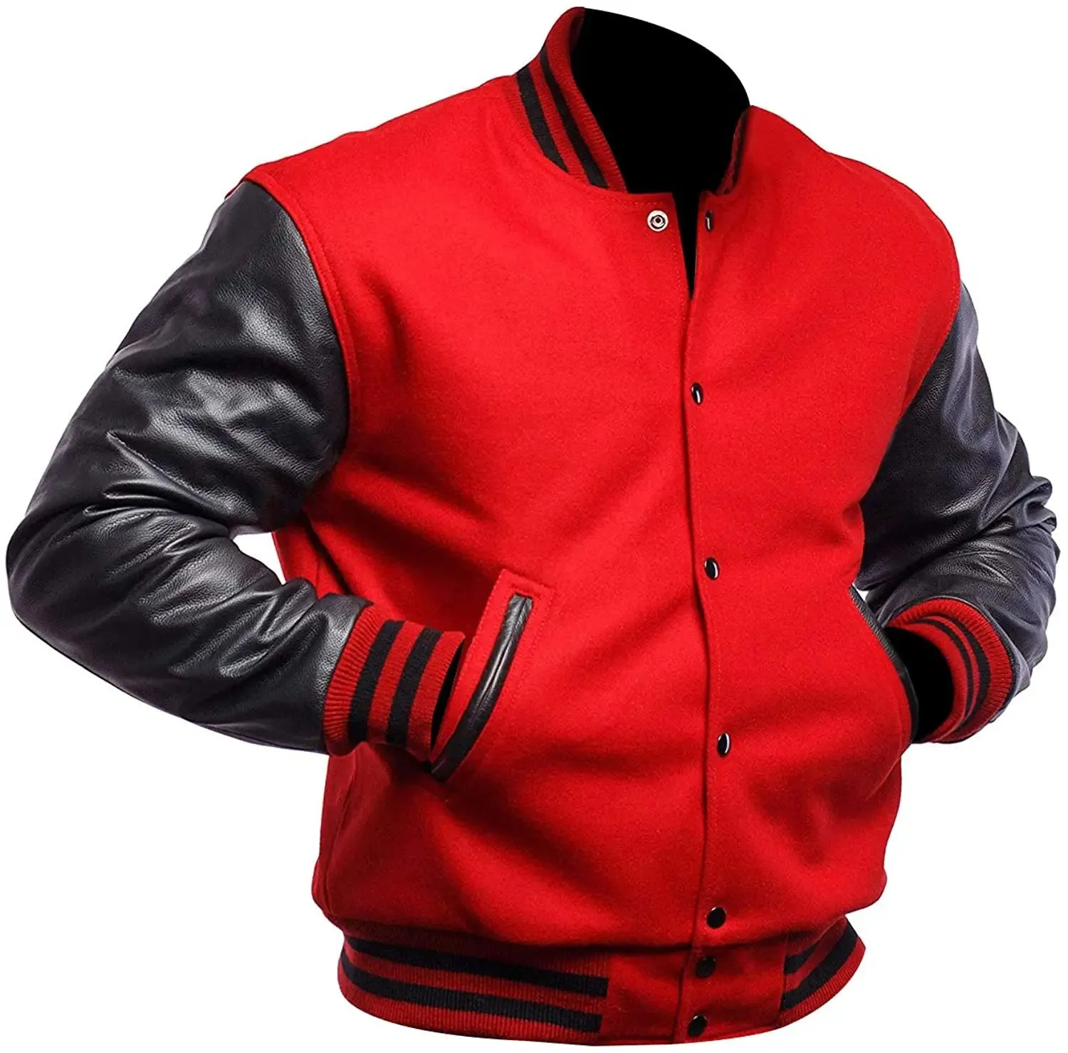 Mens Red And Black Varsity Jacket