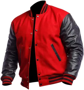 Mens Red And Black Varsity Jacket