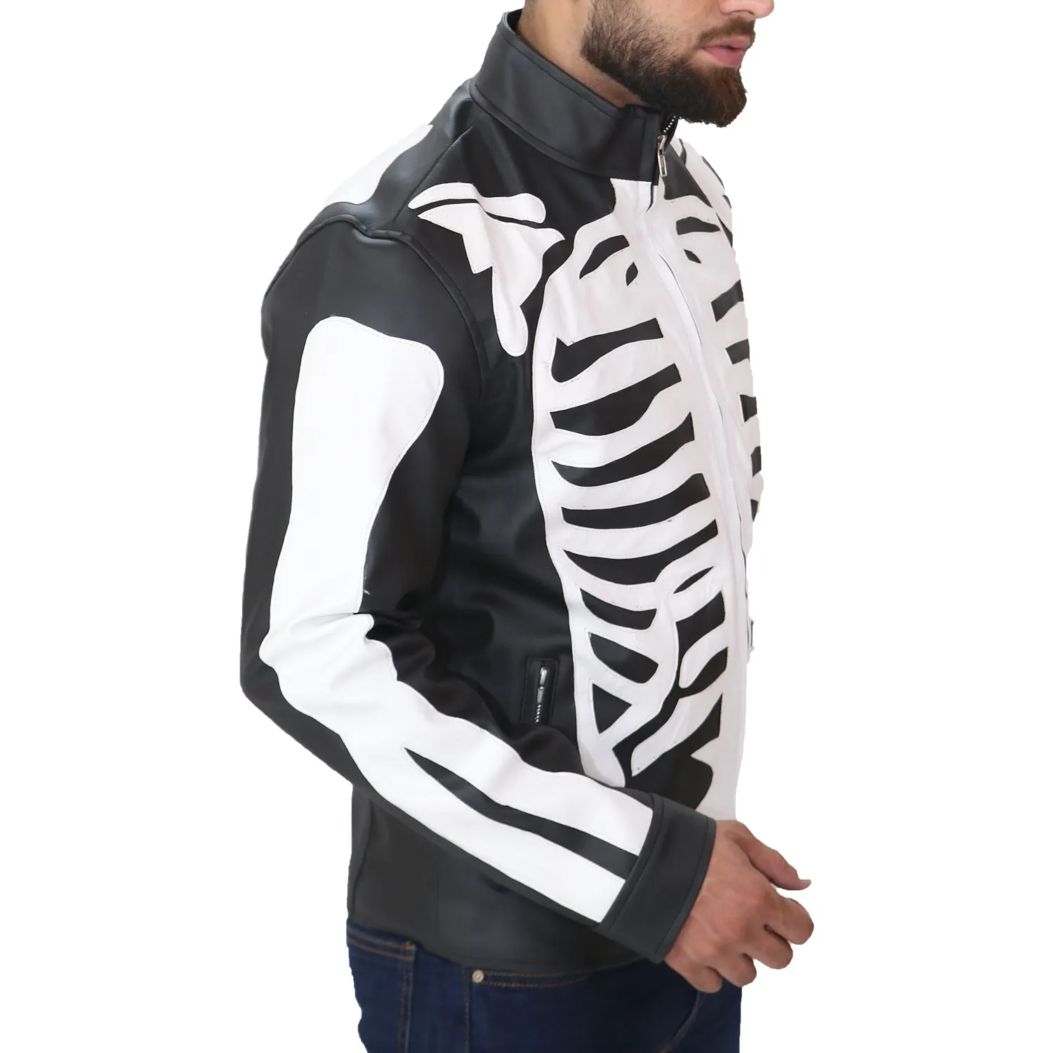 Men's Skeleton Bones Leather Jacket