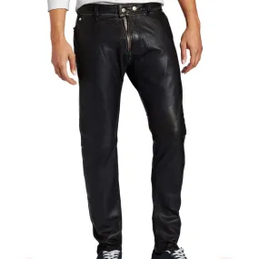 Men's Slim Fit Leather Pants with Classic Closure MP14