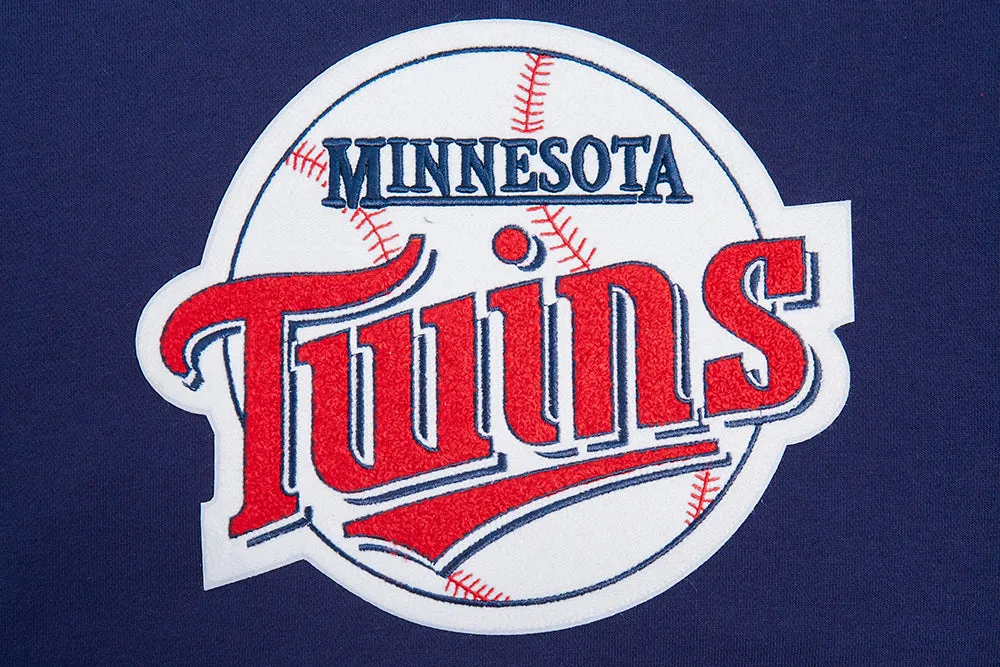 MLB MINNESOTA TWINS RETRO CLASSIC WOMEN'S RIB CROPPED PO HOODIE (MIDNIGHT NAVY/RED/MIDNIGHT NAVY)