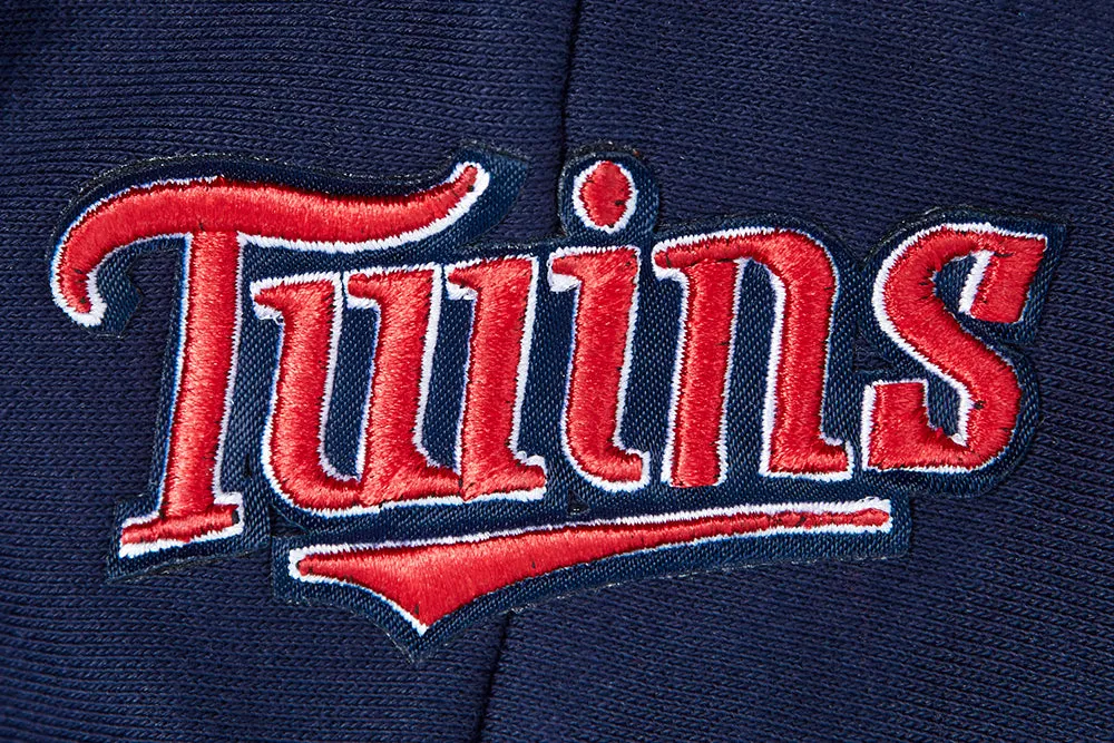 MLB MINNESOTA TWINS RETRO CLASSIC WOMEN'S RIB CROPPED PO HOODIE (MIDNIGHT NAVY/RED/MIDNIGHT NAVY)