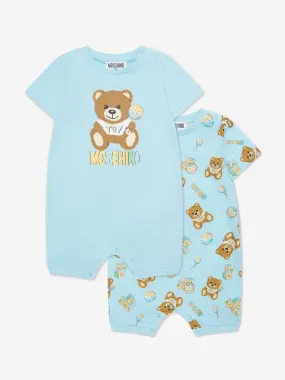 Moschino Baby Boys Romper Gift Set (2 Piece) in Blue