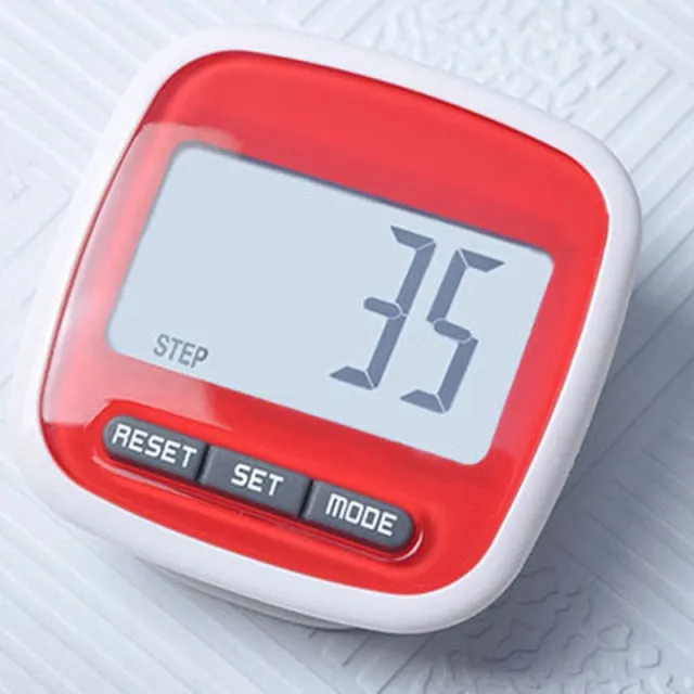 Multi-Functional Digital Pedometer Step Counter - Red