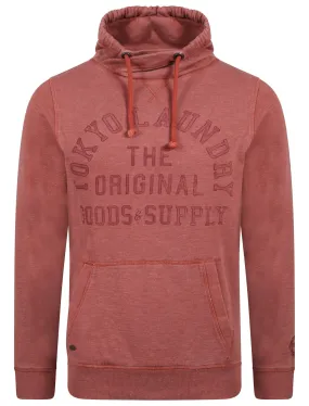 Nassau Bay Cowl Neck Pullover Hoodie in Red Mahogany - Tokyo Laundry