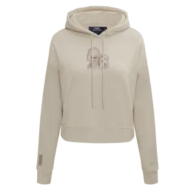 NBA PHILADELPHIA 76ERS NEUTRAL WOMEN'S CROPPED PO HOODIE (TAUPE)