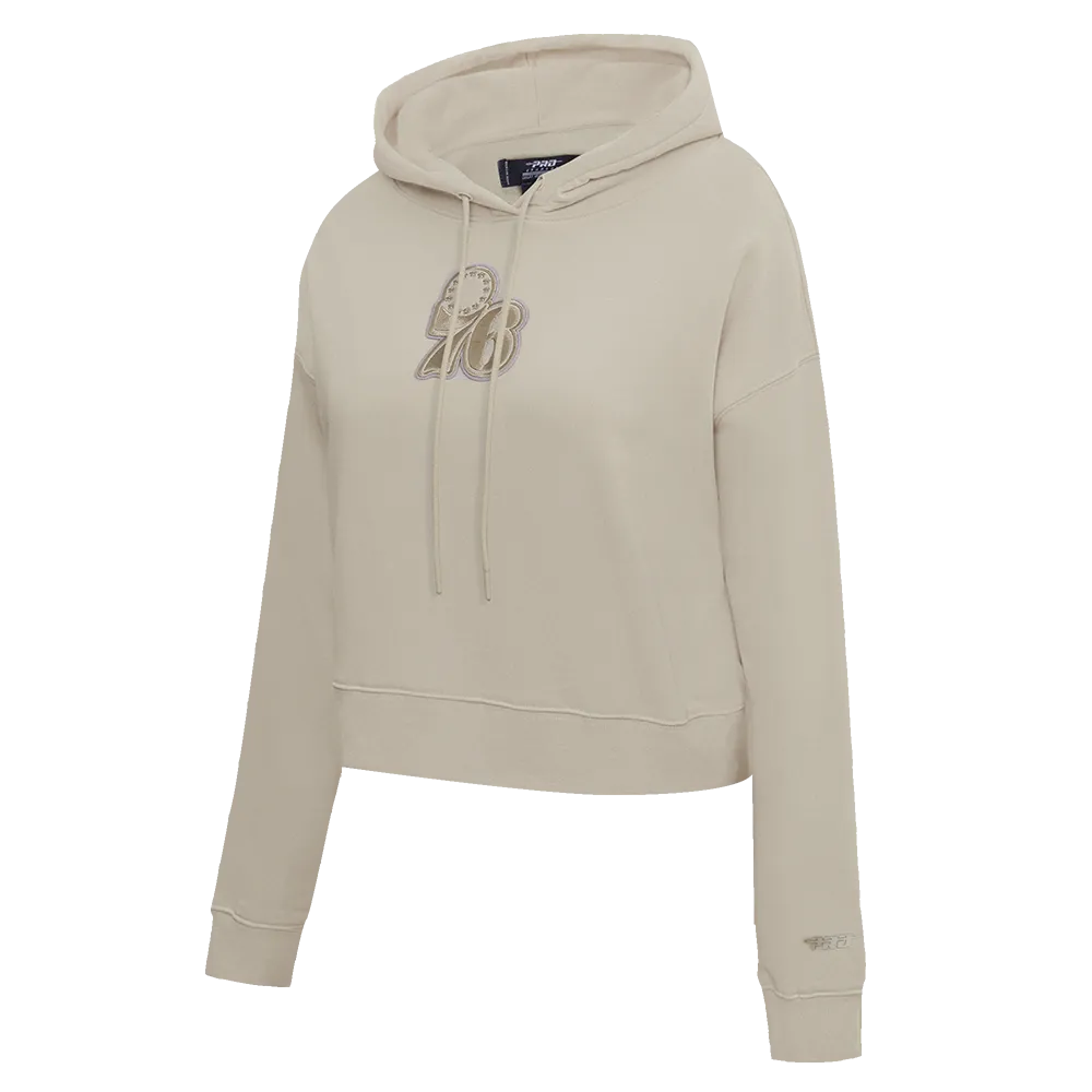 NBA PHILADELPHIA 76ERS NEUTRAL WOMEN'S CROPPED PO HOODIE (TAUPE)