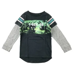 Next t-shirt 4-5 years grey T-rex print pattern long sleeve cotton