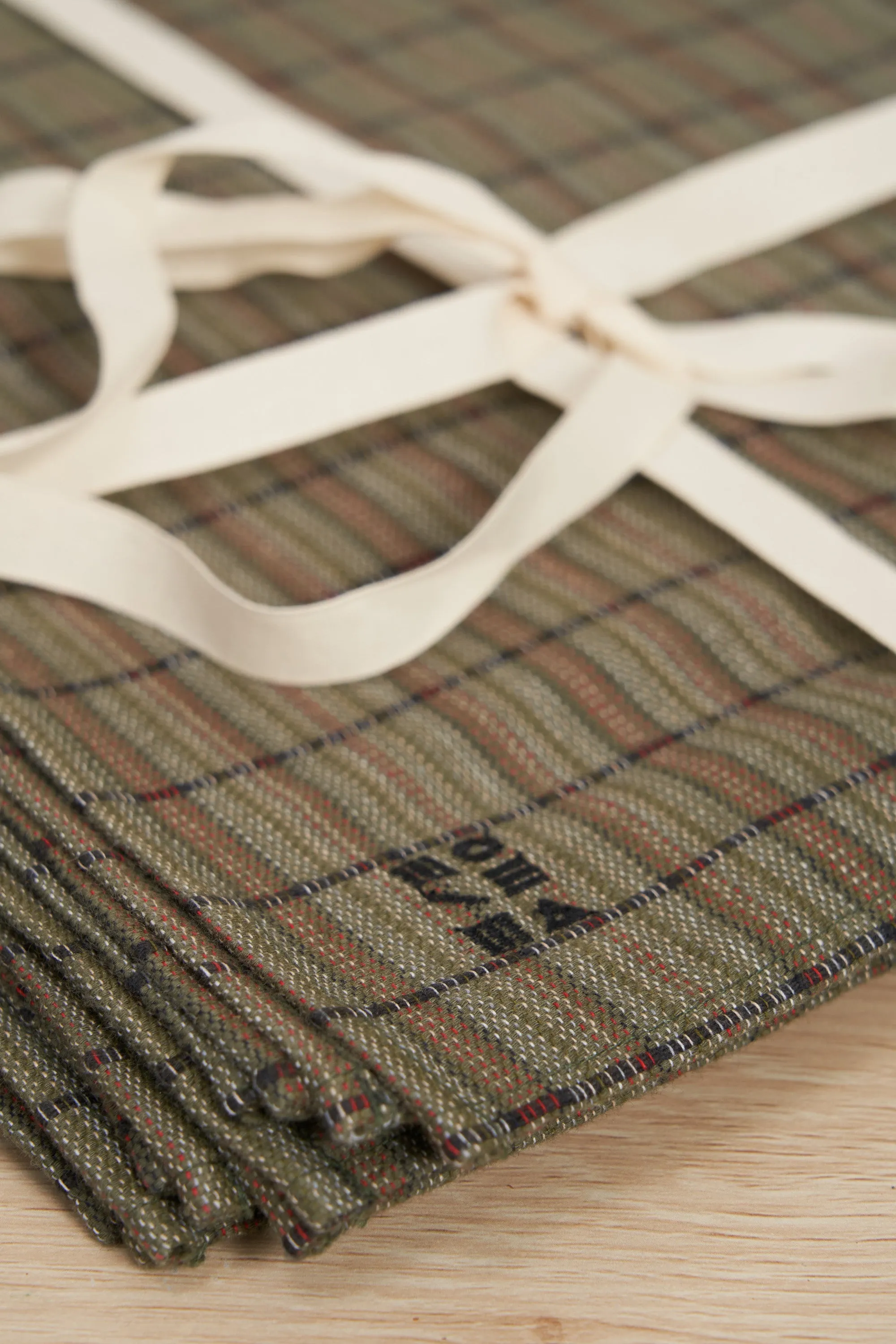 Olive Plaid Handloom Napkins