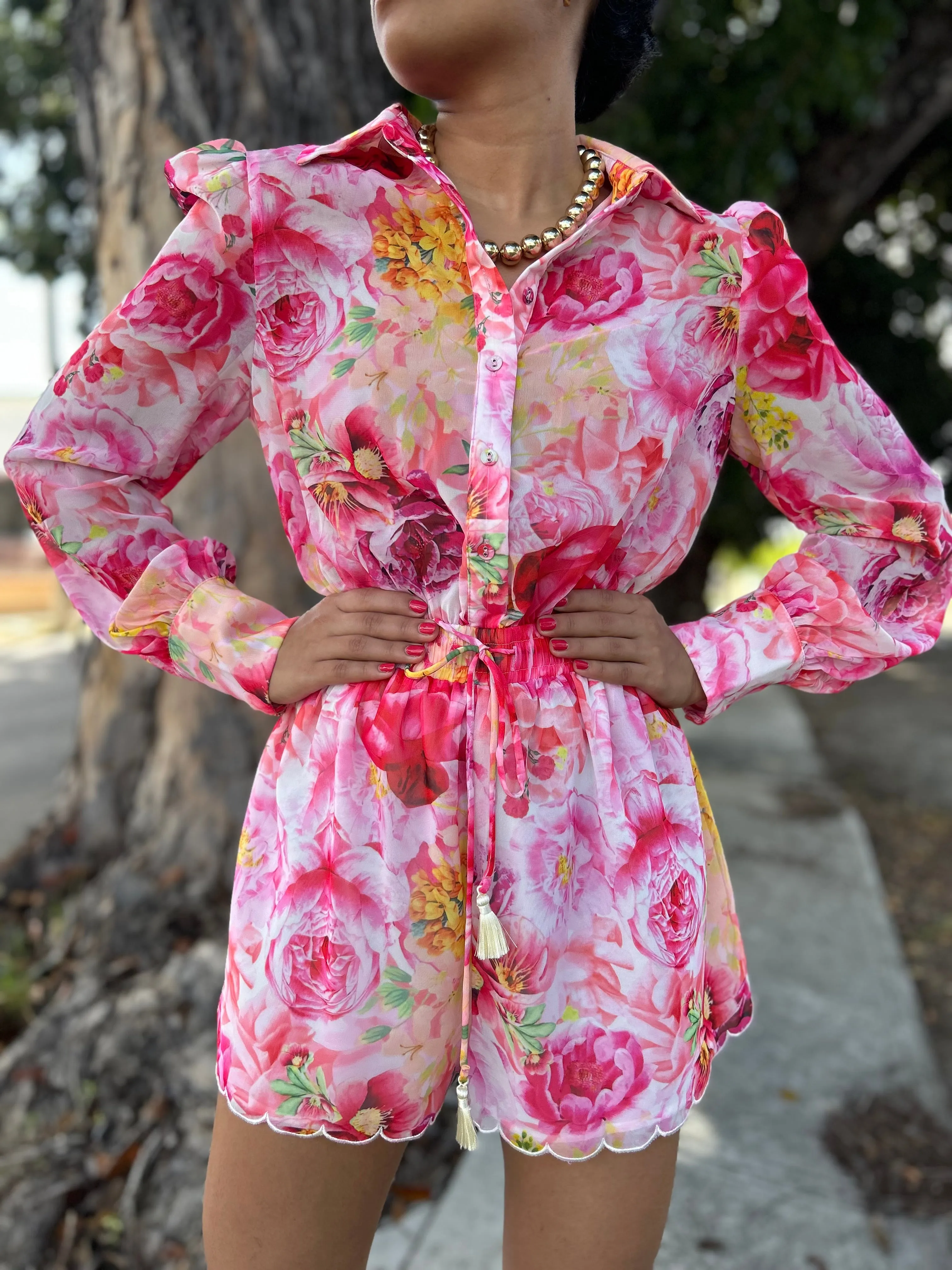 Pink Floral Romper