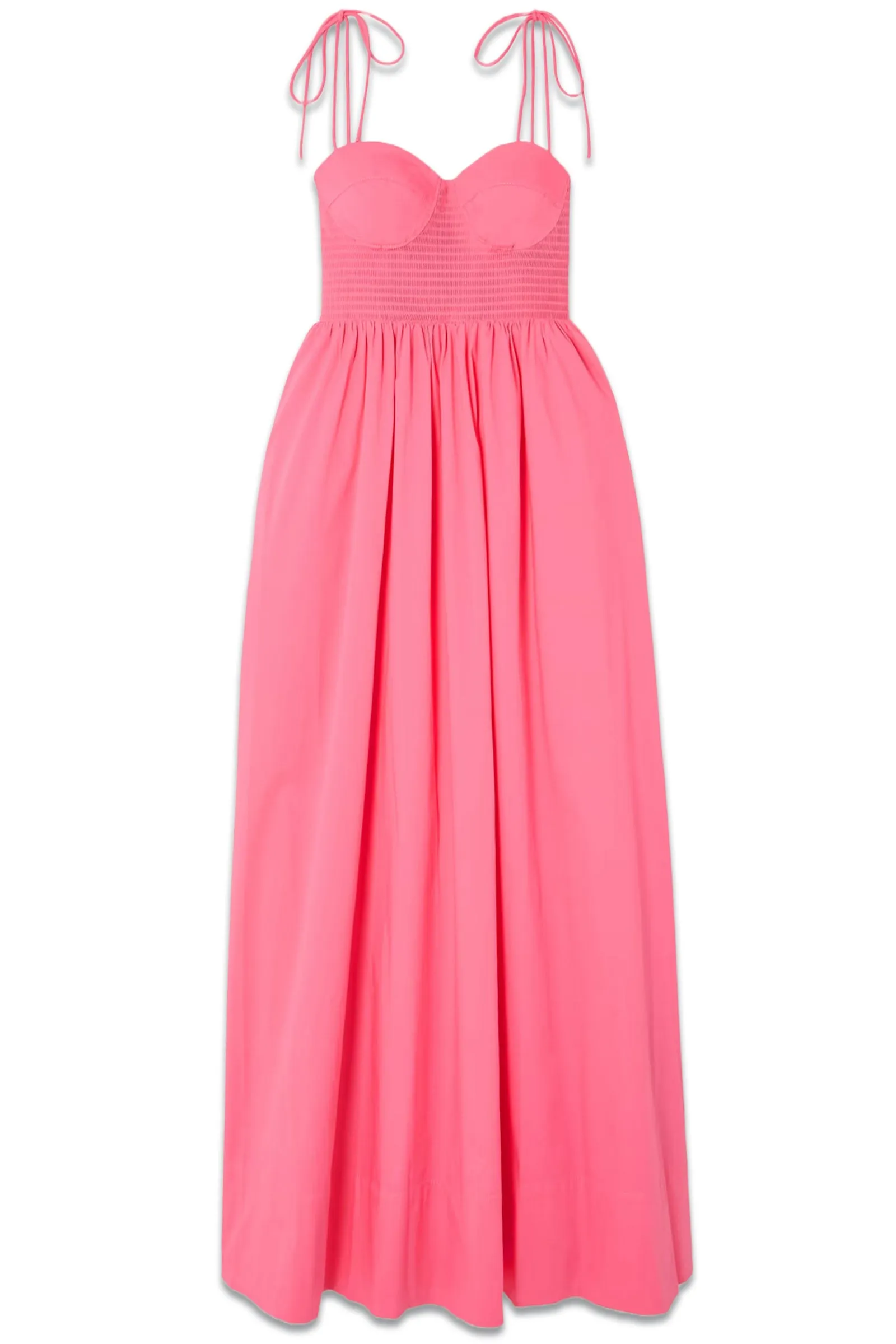 Pink Landry Shirred Cotton-Blend Poplin Maxi Dress