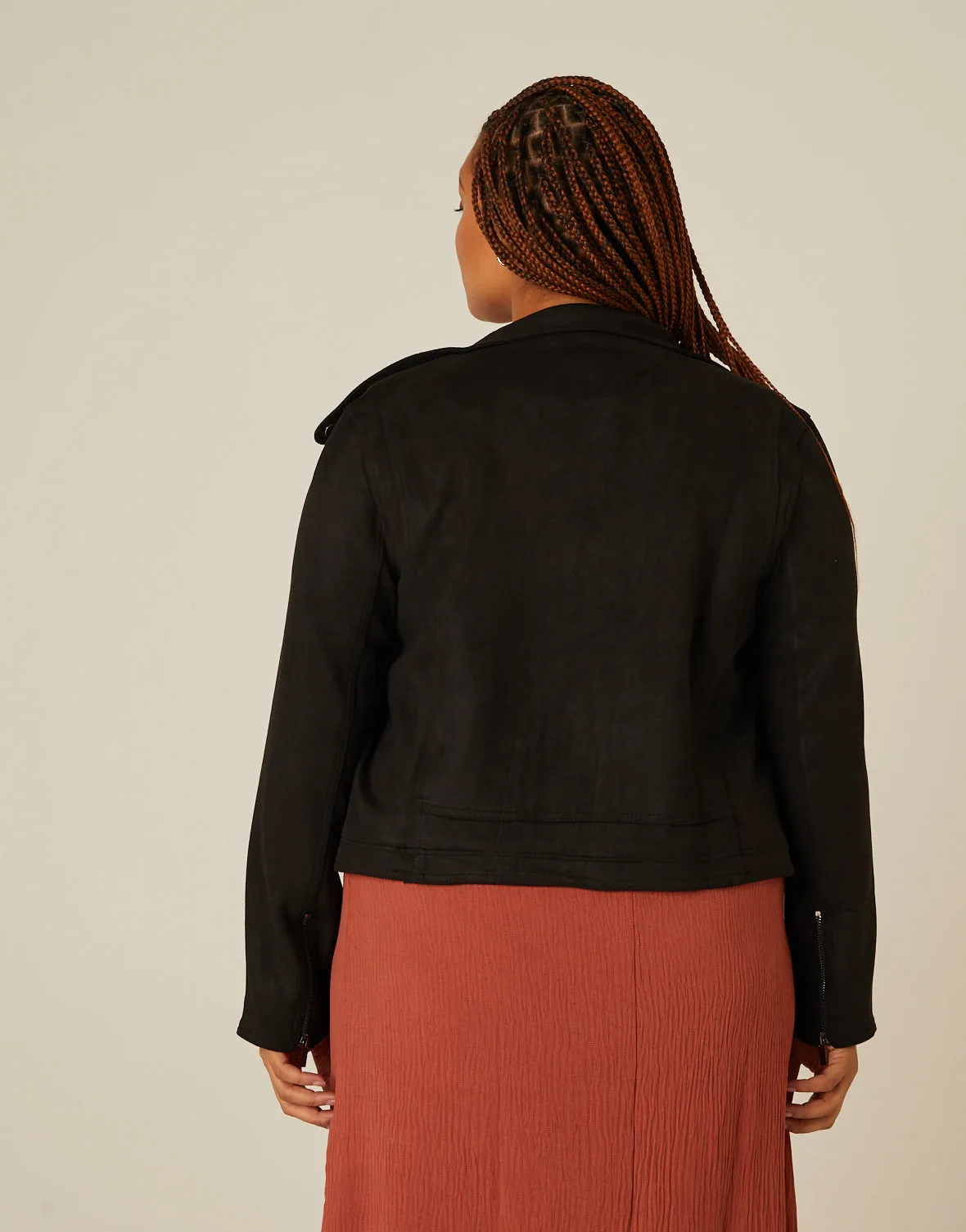 Plus Size Suede Moto Jacket