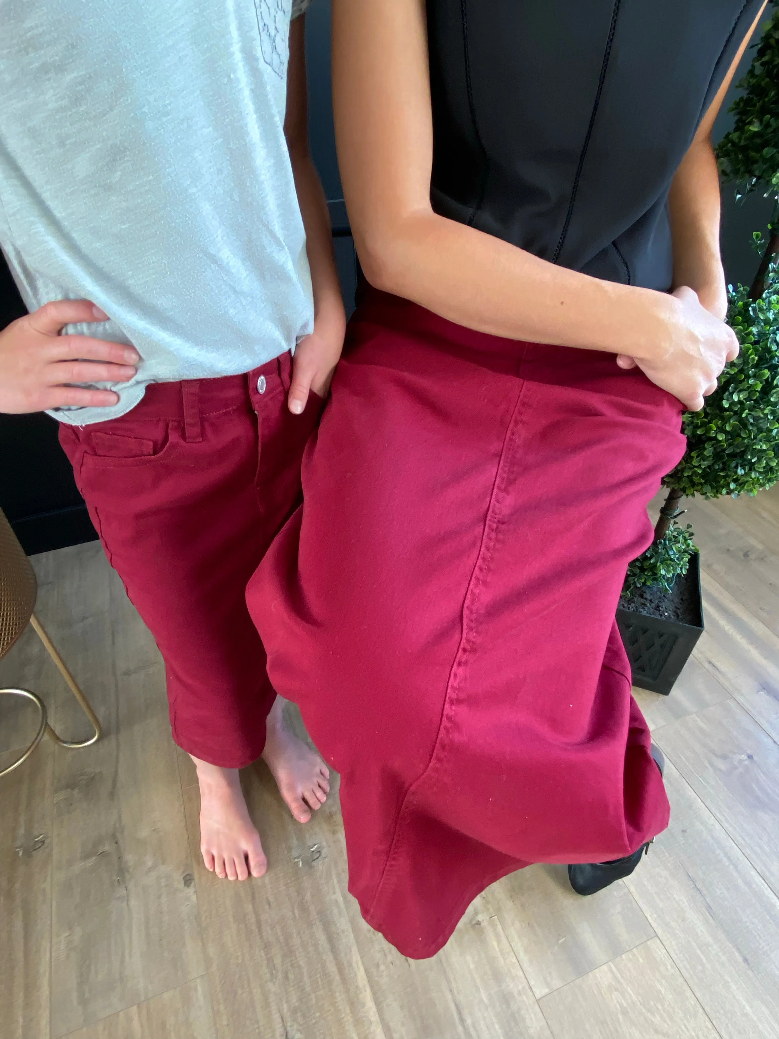 "Natalie" in Wine Girls Mid Length Skirt