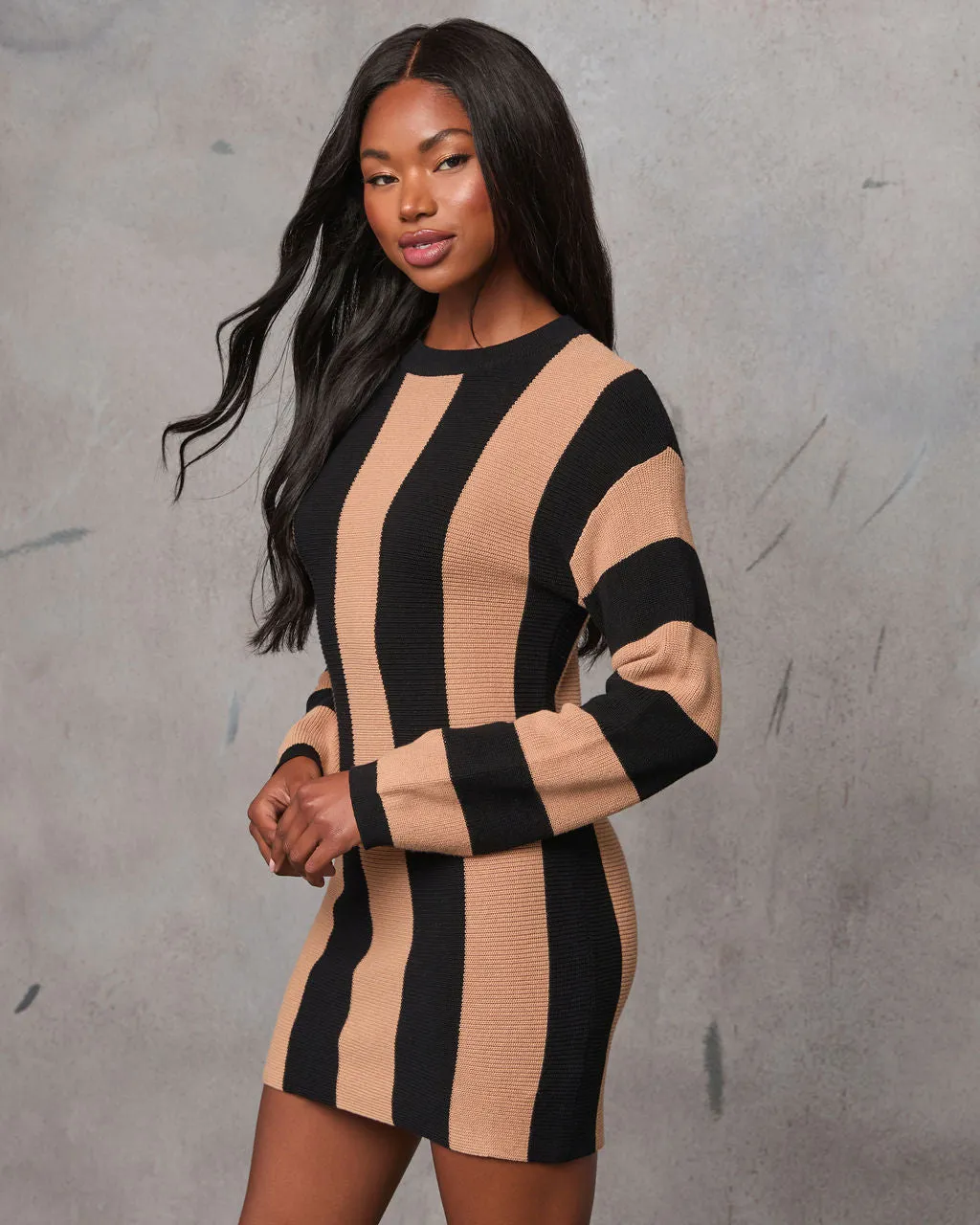 Ready Freddy Striped Mini Sweater Dress