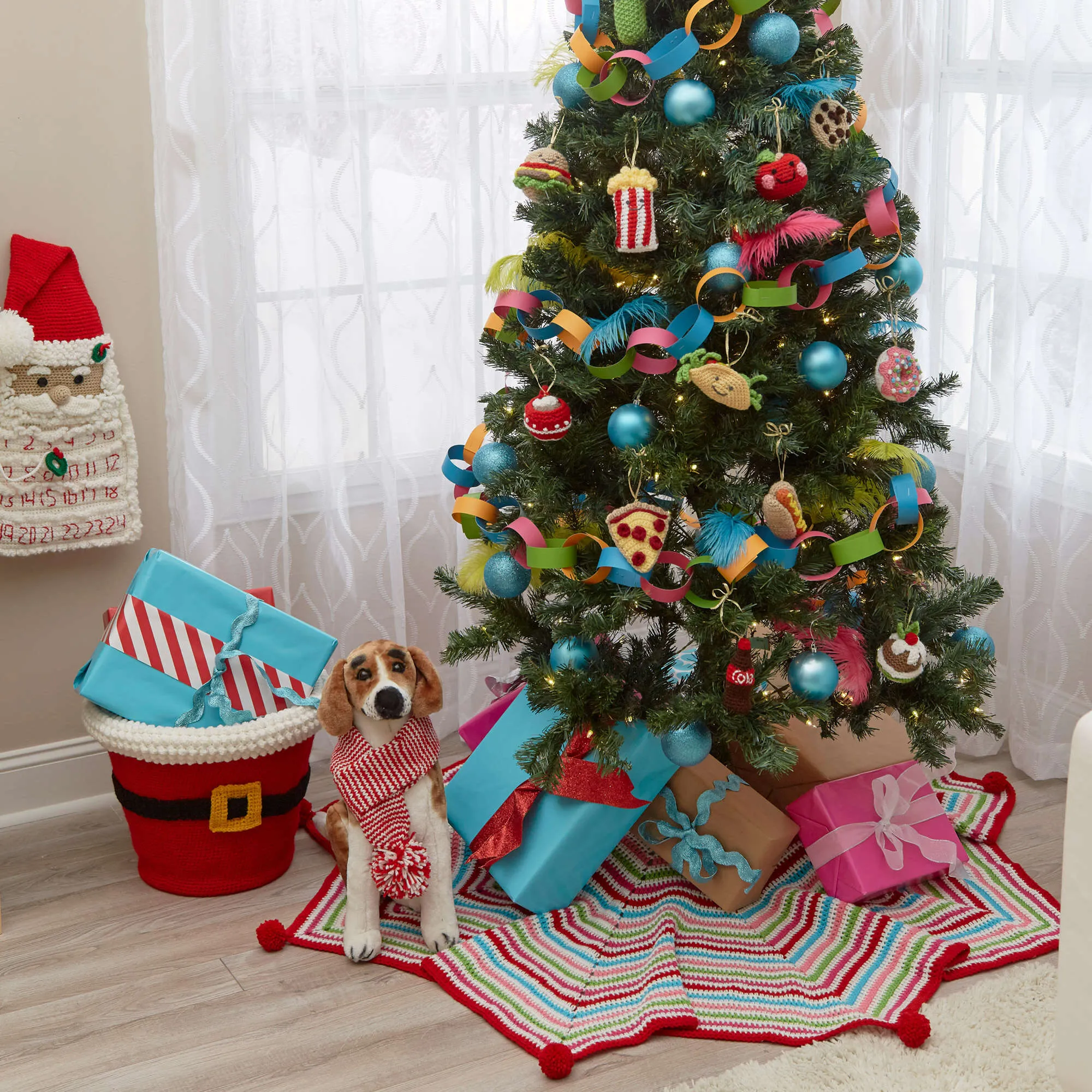 Red Heart Knit Holiday Stripes Dog Scarf