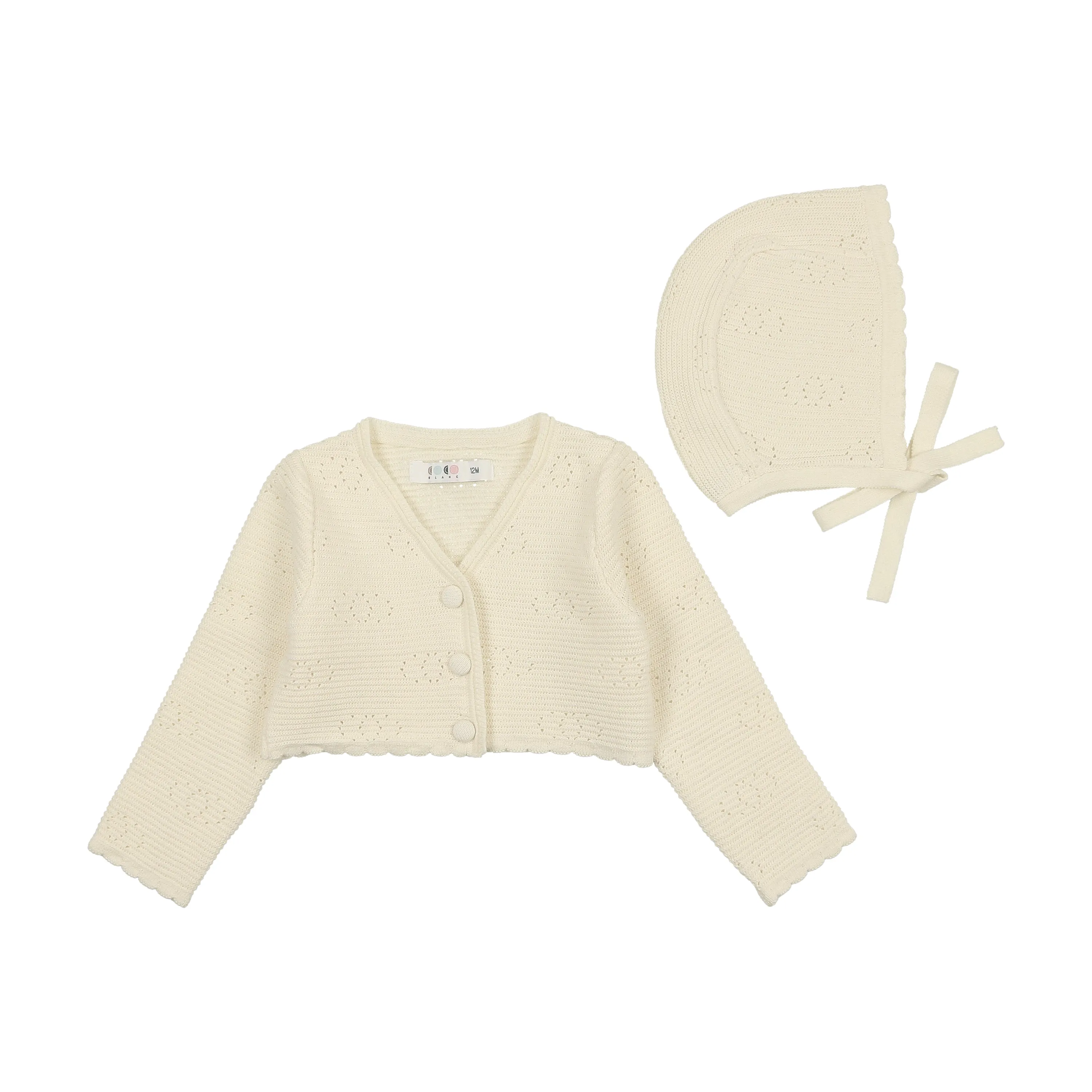 Scalloped Cardigan with Bonnet