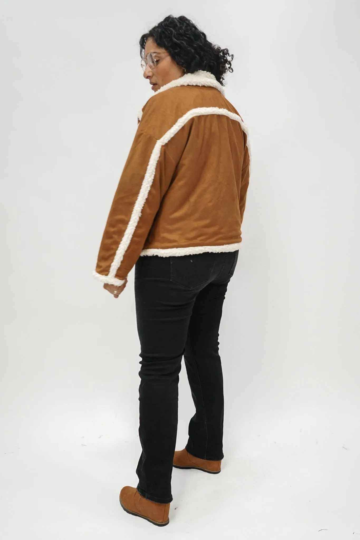 Sherman Faux Suede Sherpa Trimmed Jacket