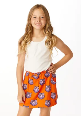 Skort in Orange with Purple Tiger Face