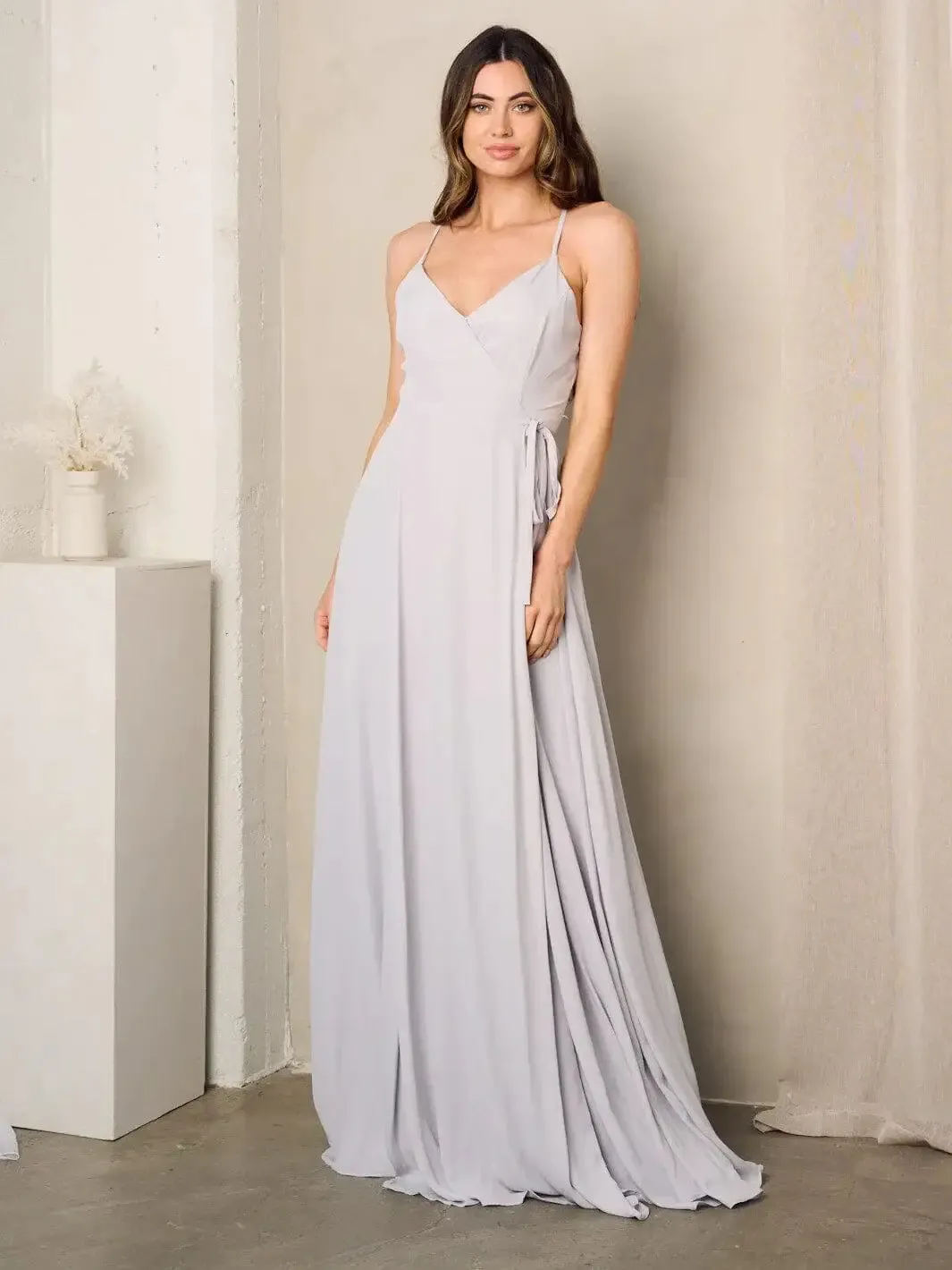 SLEEVELESS SURPLICE SELF TIE MAXI DRESS