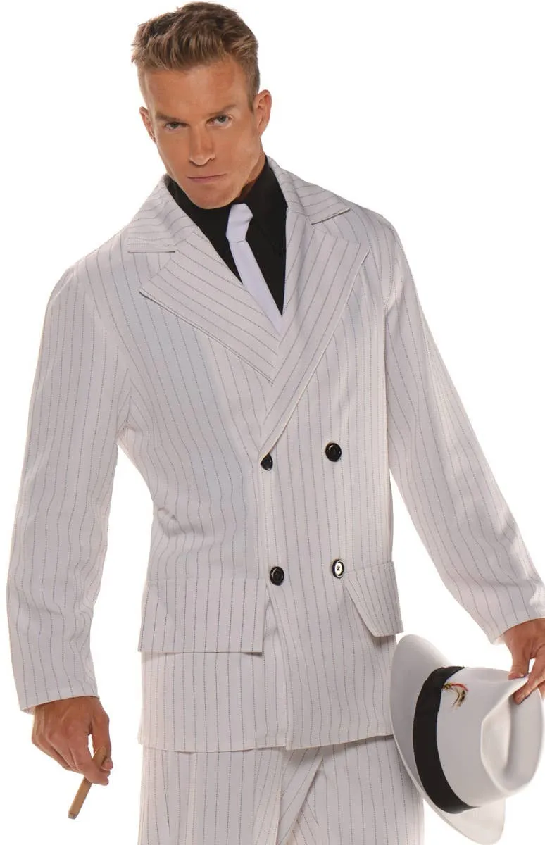 Smooth Criminal Mens Plus Size White Pinstripe 1920s Costume