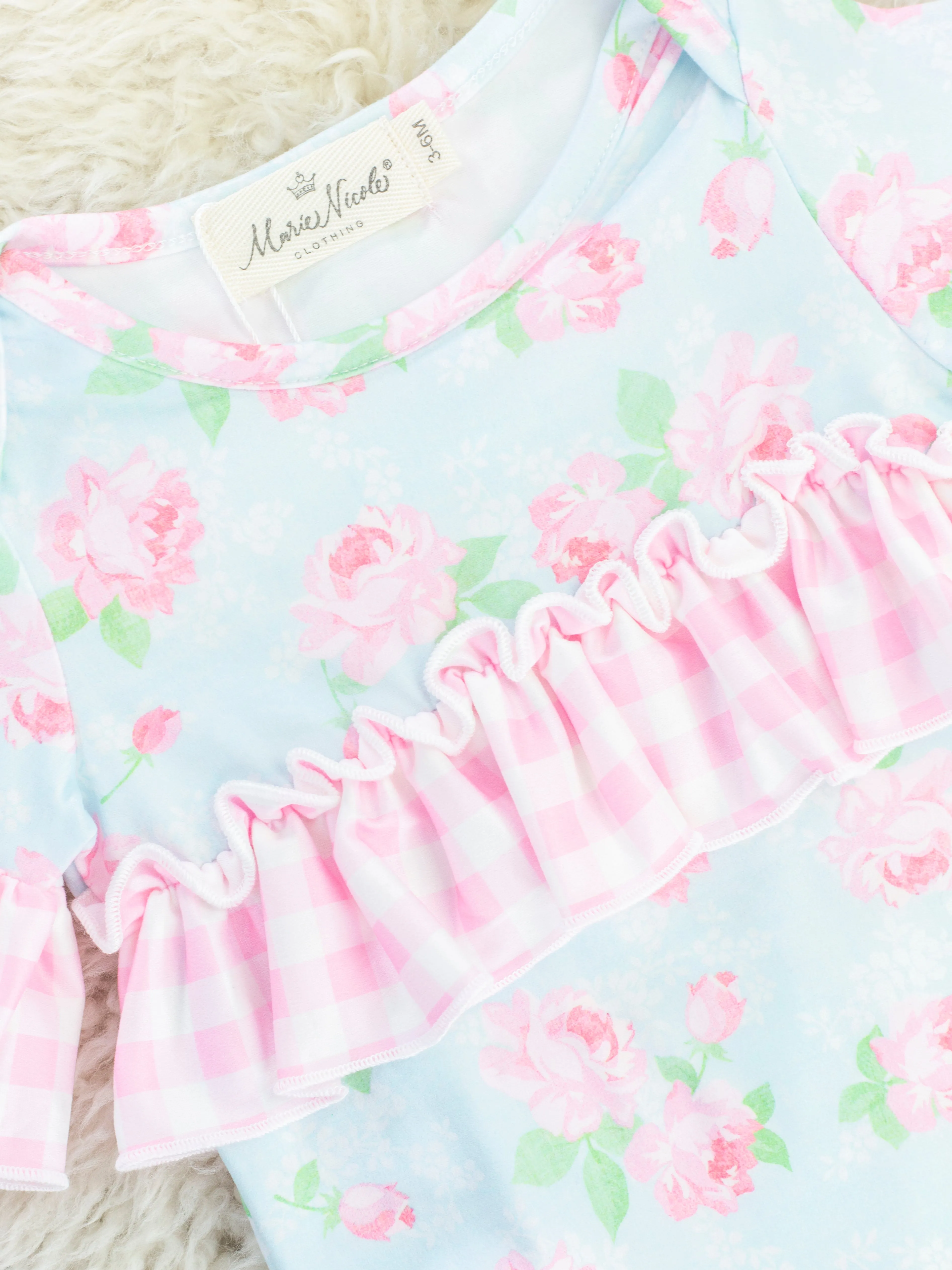 Soft Rose Gingham Ruffle Bubble