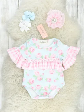 Soft Rose Gingham Ruffle Bubble