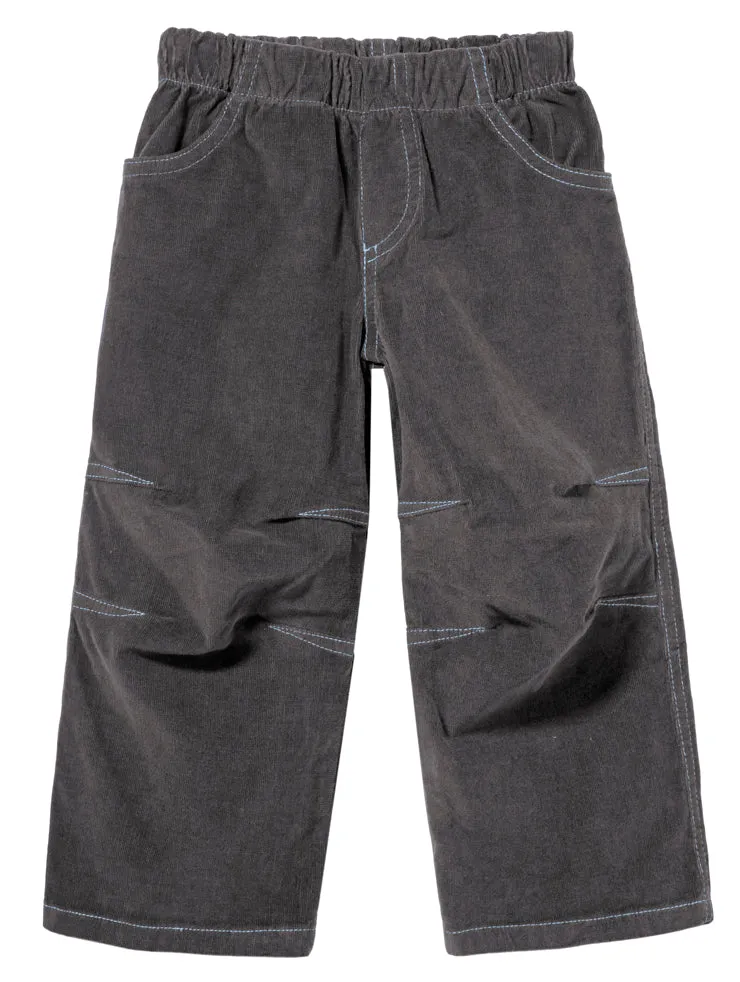 Soft Stretch Cord Pants With Knee Articulation - Contrast Stitch | Charcoal