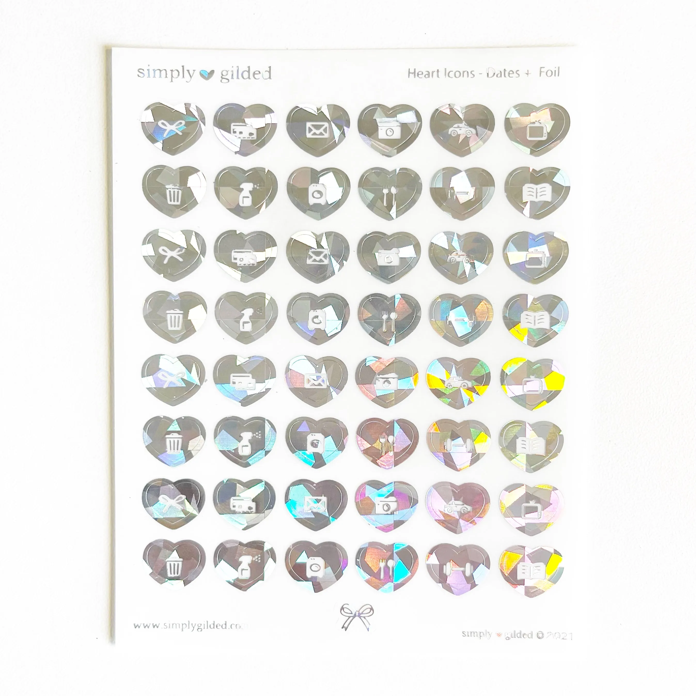 STICKERS - GLOSSY Heart ICONS sticker sheet (YOU PICK)