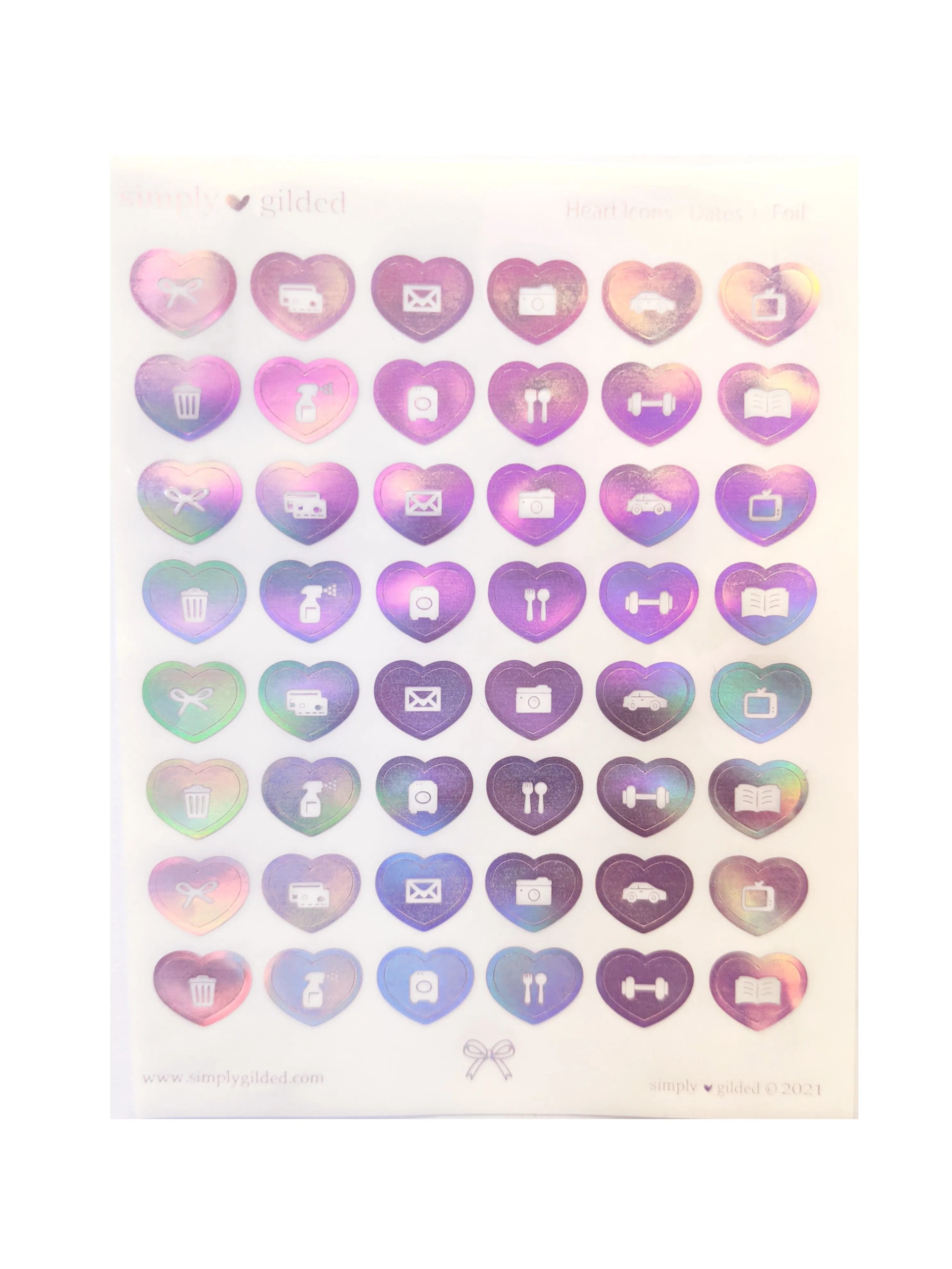 STICKERS - GLOSSY Heart ICONS sticker sheet (YOU PICK)