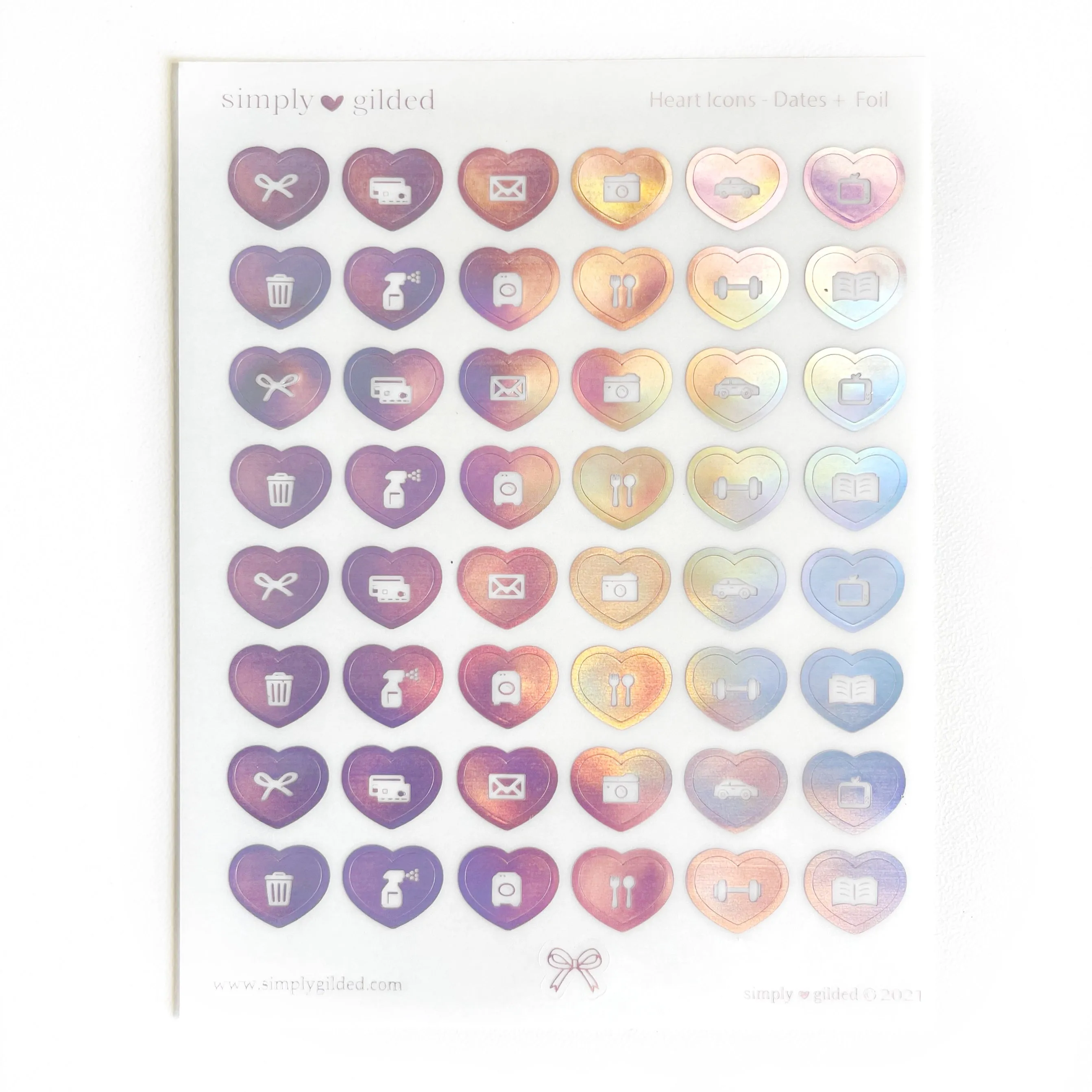 STICKERS - GLOSSY Heart ICONS sticker sheet (YOU PICK)