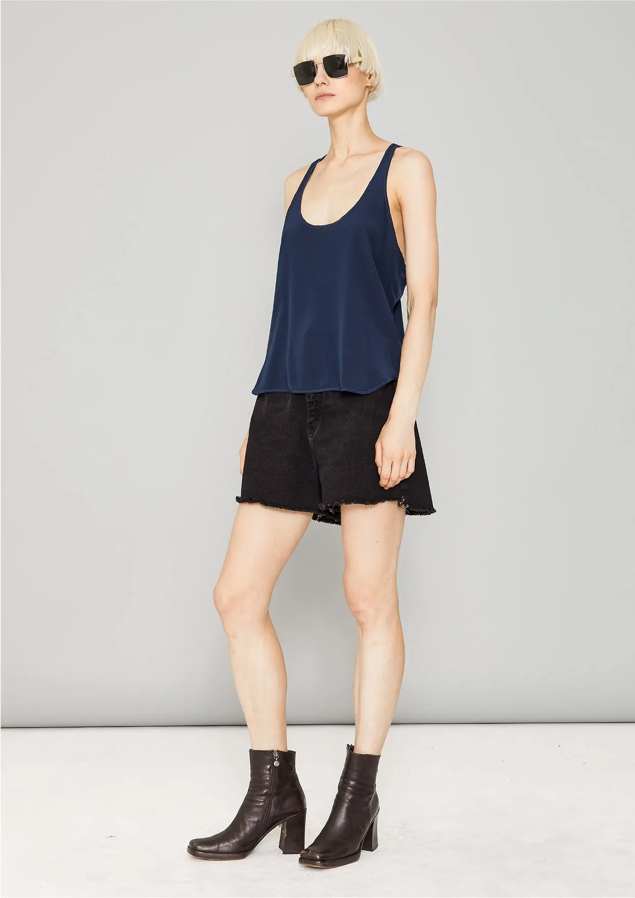 TANK TOP - SILK dark blue