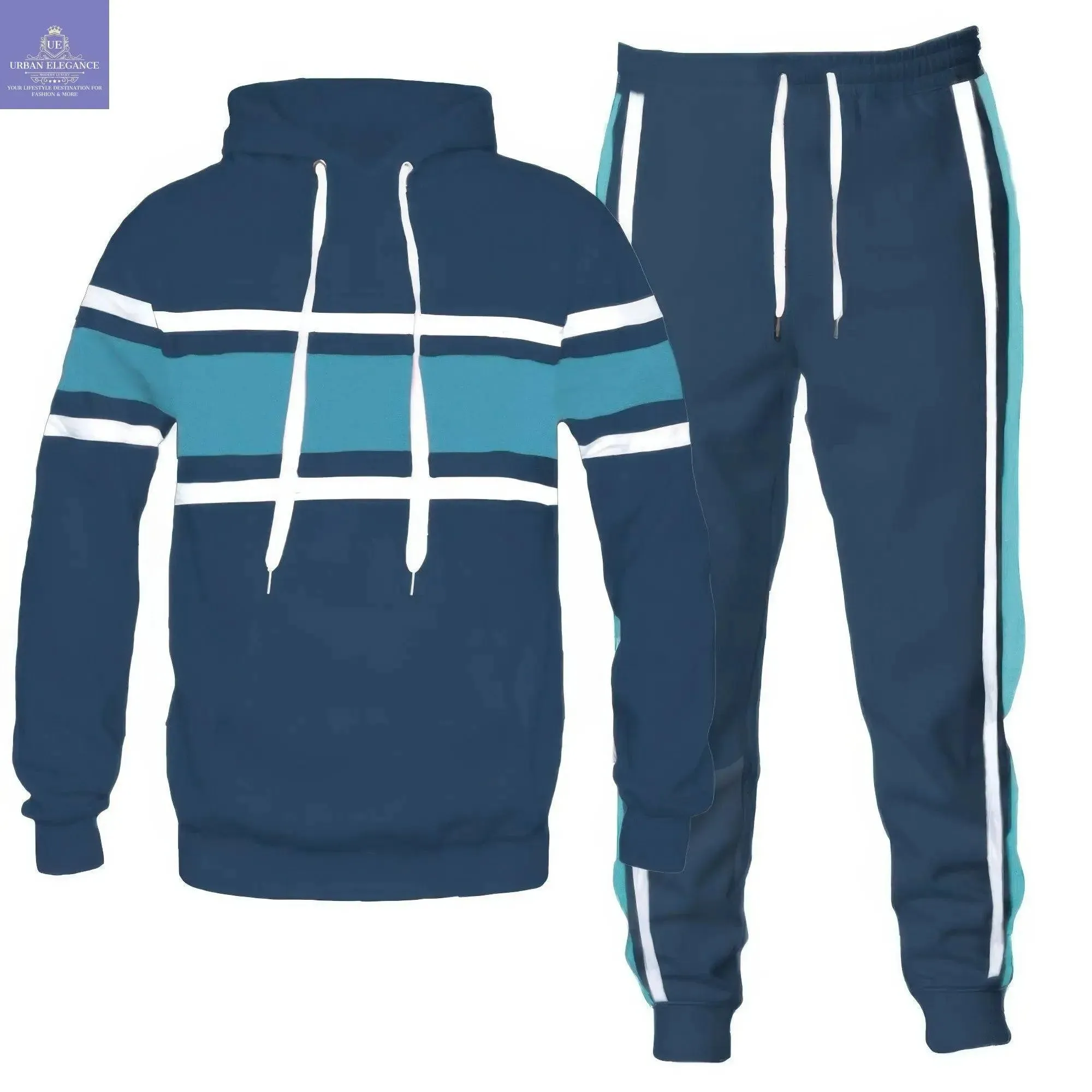 Three Stripe Solid Pullover Hoodie Set