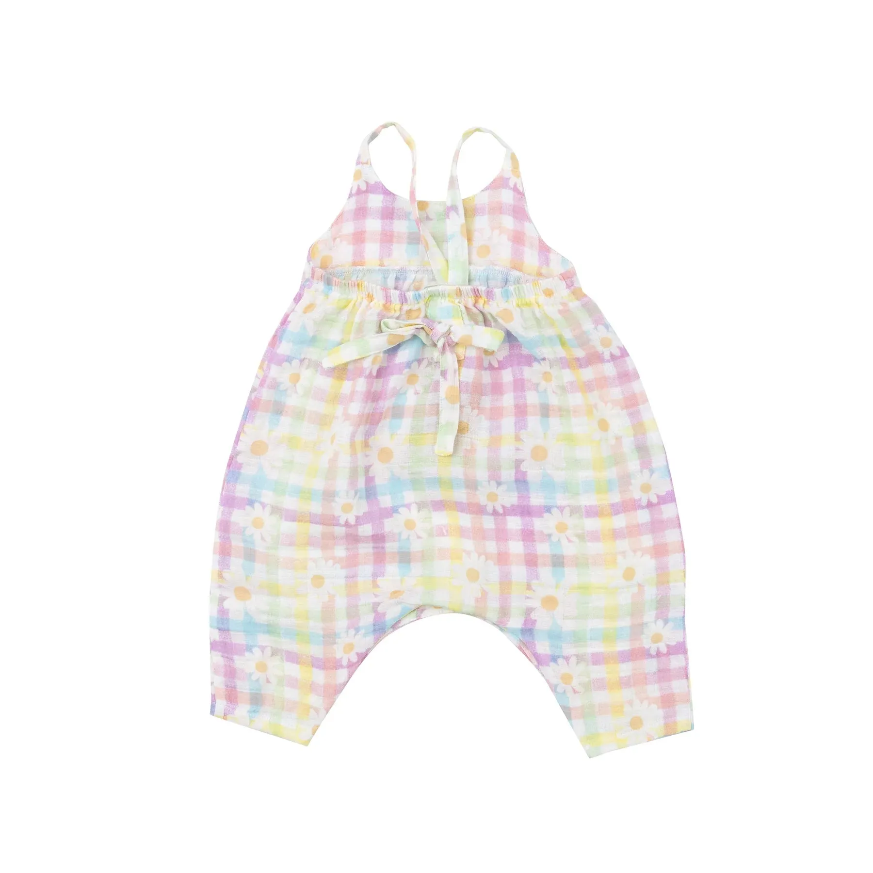 Tie Back Romper - Gingham Daisy | Angel Dear