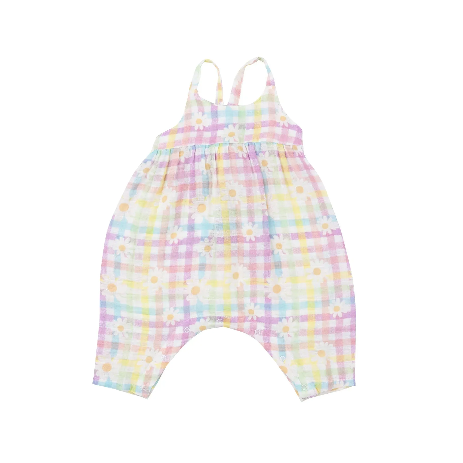 Tie Back Romper - Gingham Daisy | Angel Dear