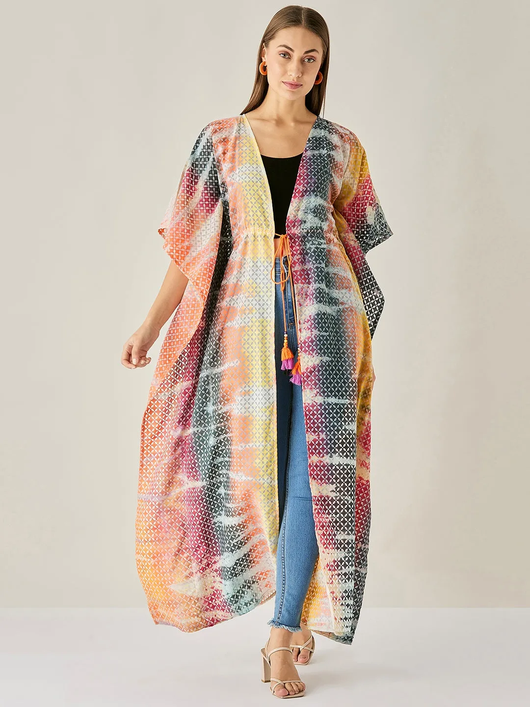 Tie-dye Cotton Long Jacket Kaftan