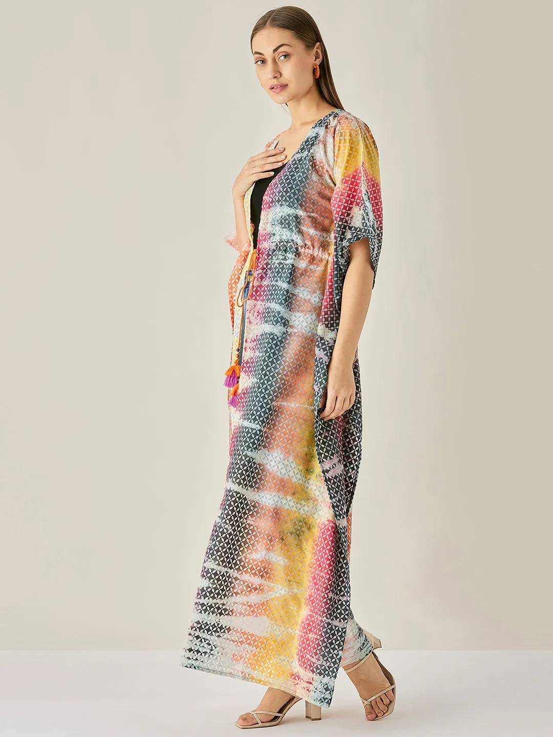 Tie-dye Cotton Long Jacket Kaftan