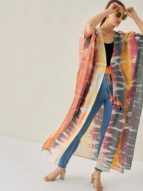 Tie-dye Cotton Long Jacket Kaftan