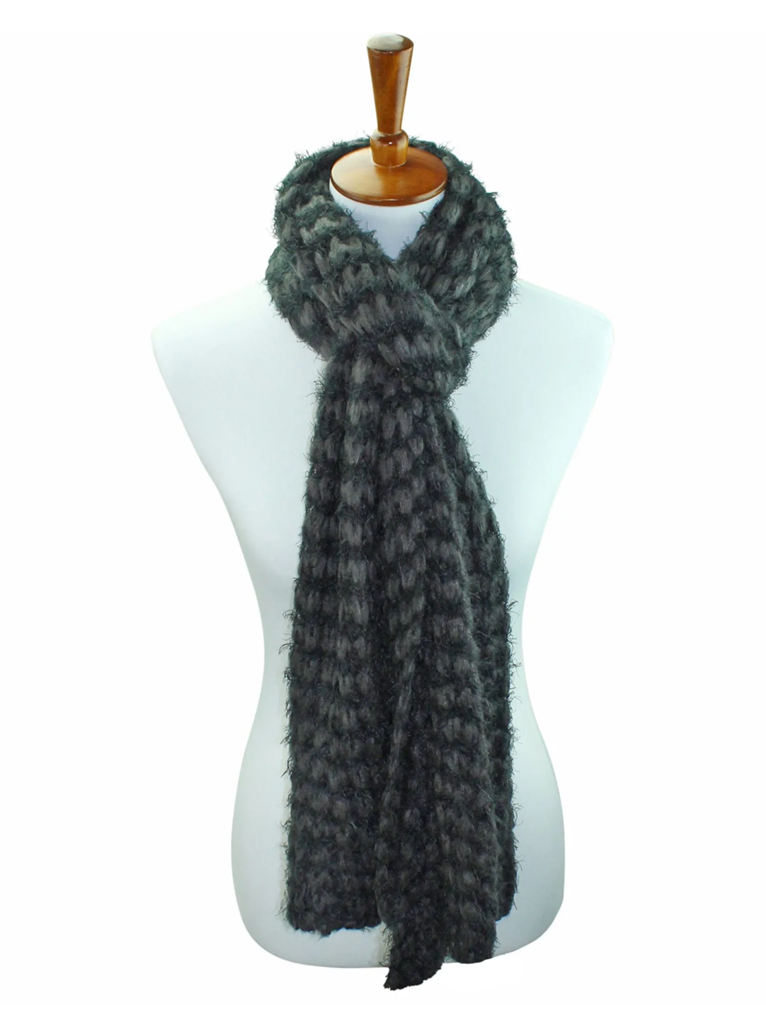 Two-Tone Eyelash Knit Oblong Unisex Soft Scarf