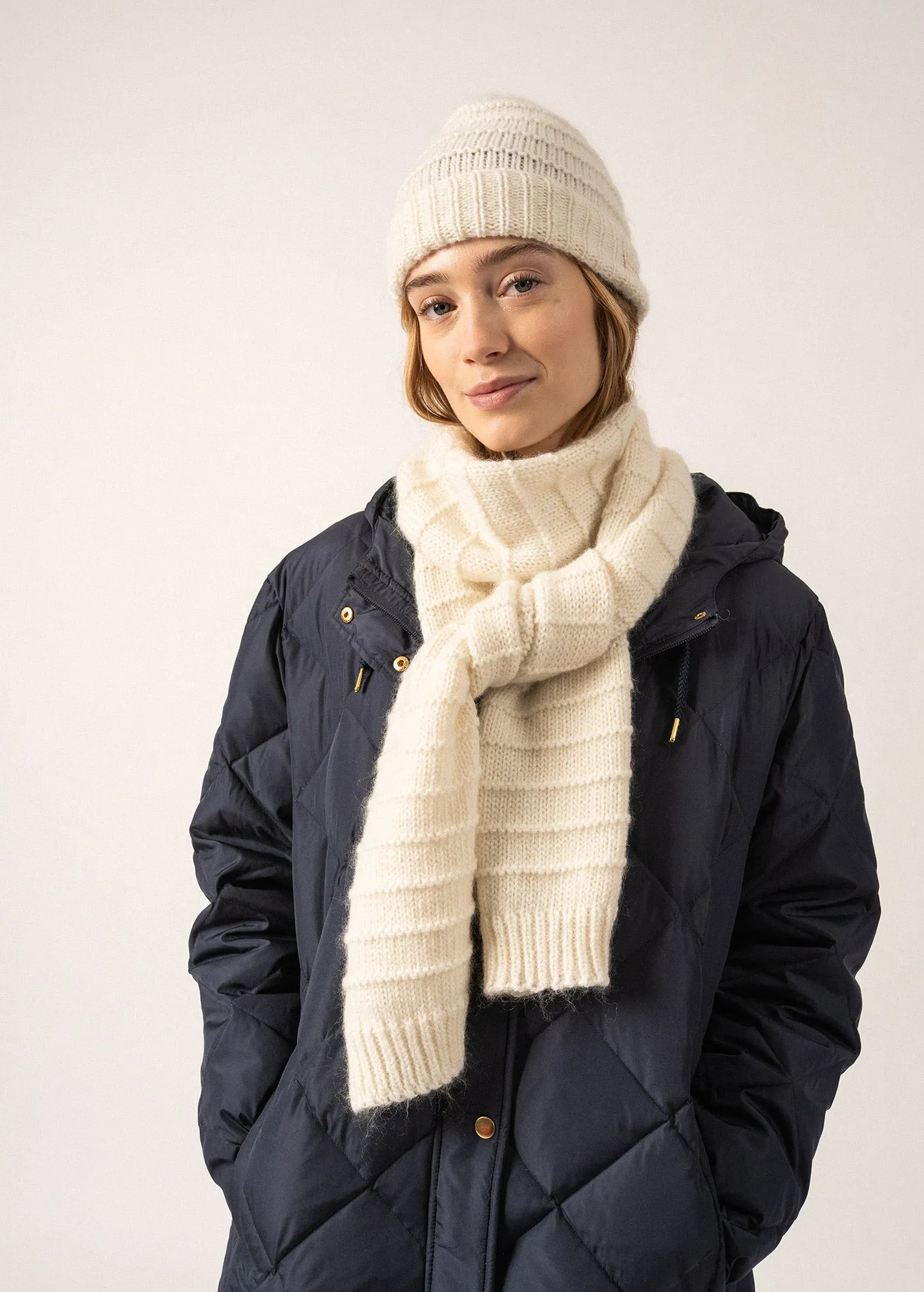 Valais Mohair Beanie - in structured jersey (BLANC D'HIVER)