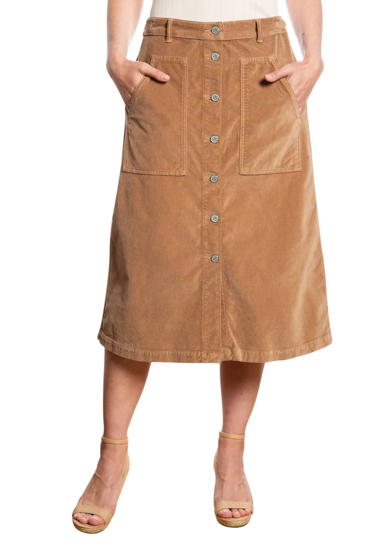 Velveteen A line skirt in Camel