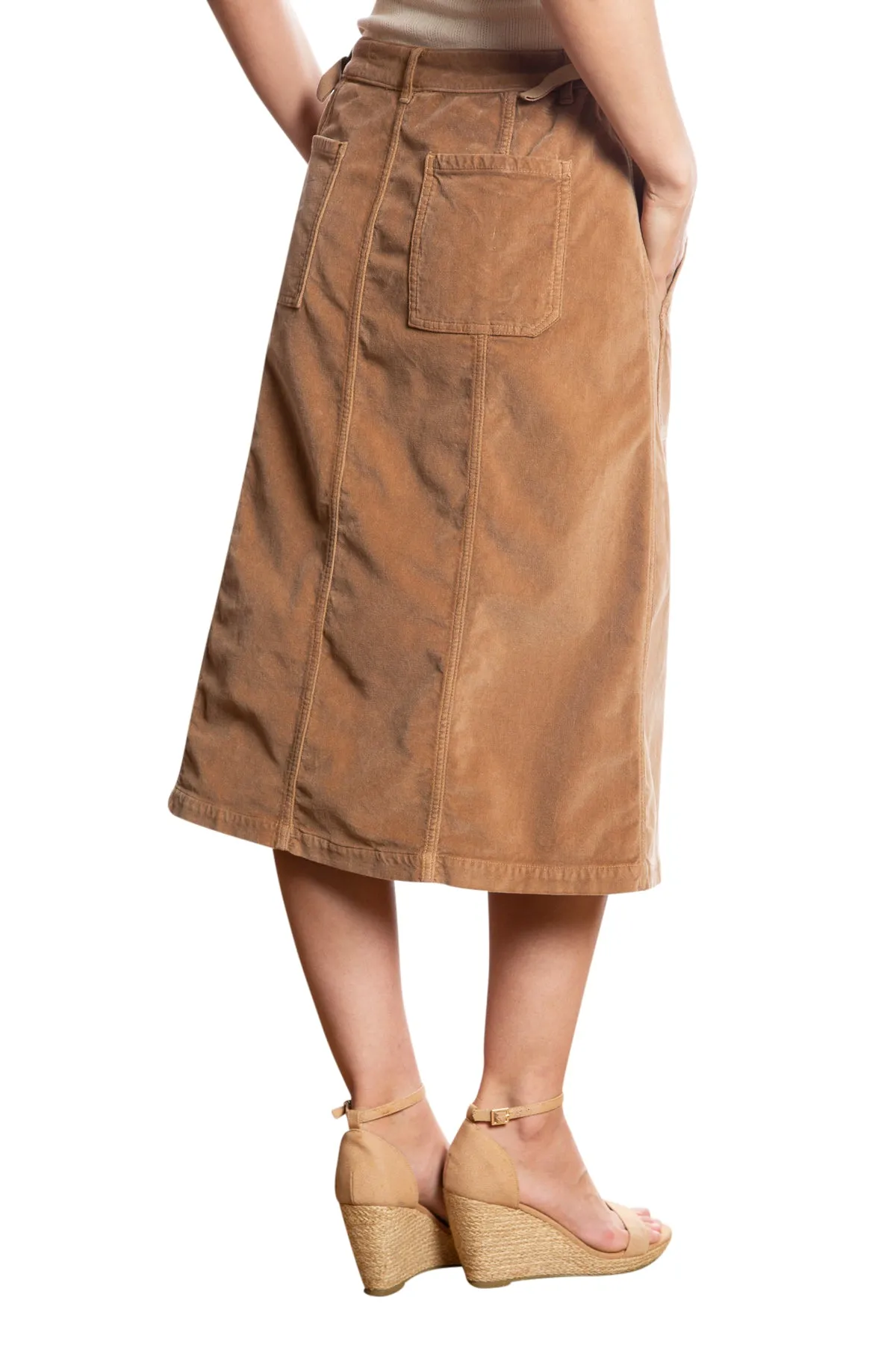 Velveteen A line skirt in Camel