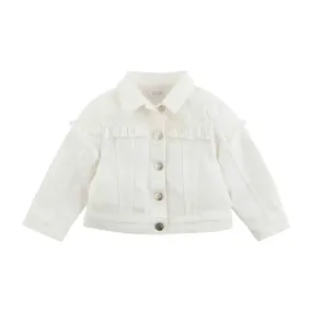 White Ruffled Denim Toddler Jacket