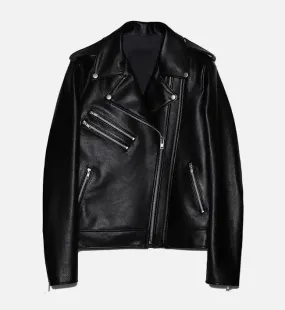 Women's Double Zipper Leather Biker Jacket