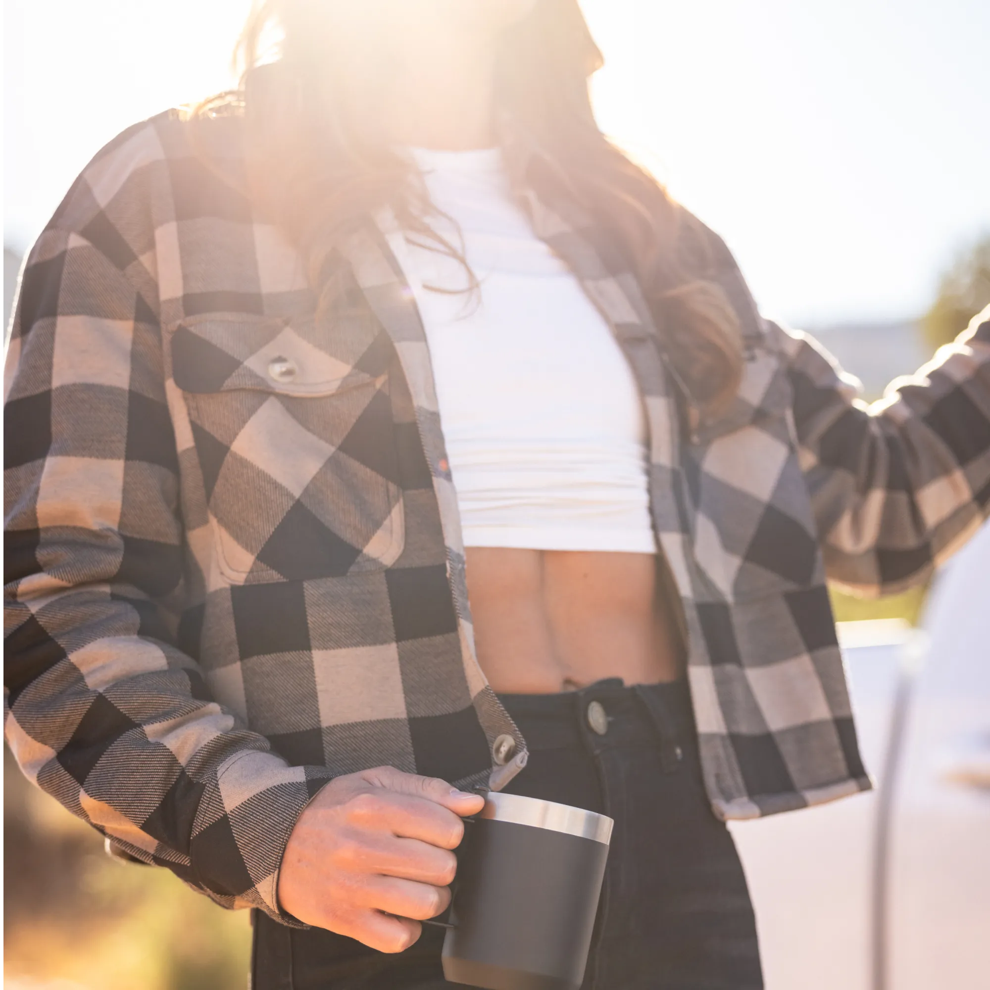 Women's Sherpa Cropped Flannel (Axe)