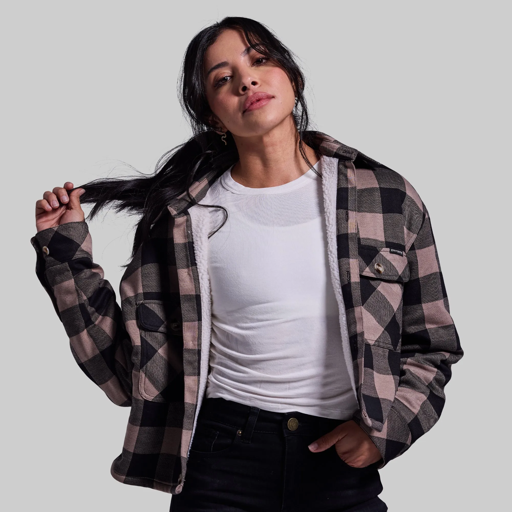 Women's Sherpa Cropped Flannel (Axe)