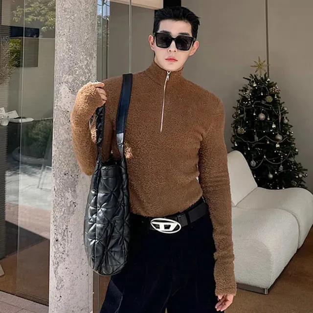 Zipper Turtleneck Long Sleeve T-Shirt