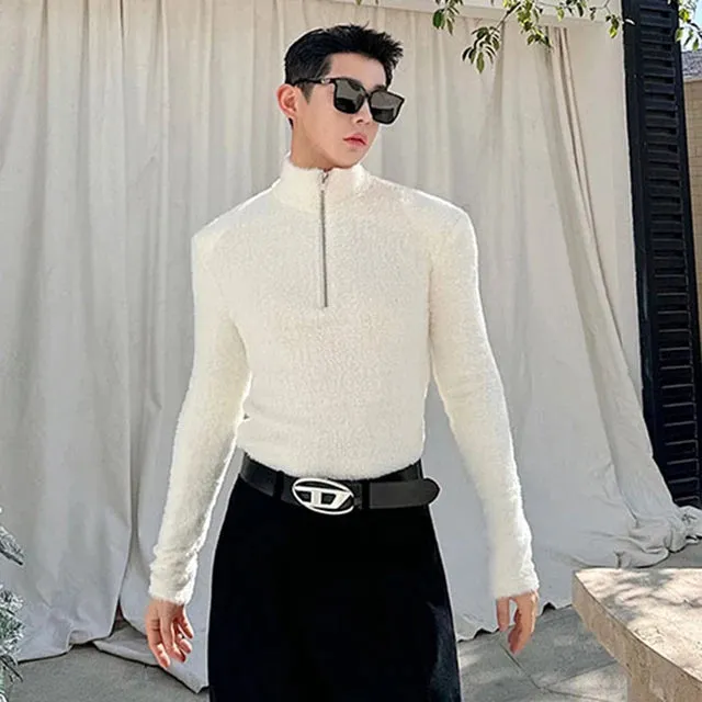 Zipper Turtleneck Long Sleeve T-Shirt